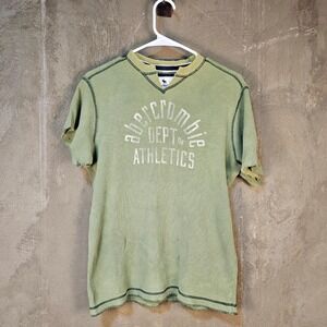 VTG‎ Y2K Abercrombie Kids Waffle Knit Thermal Boys XL Distressed Raw Hem Grunge